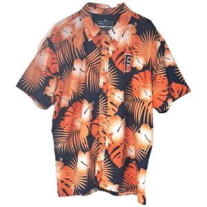 Hawaiian Shirt Men's Size XL Tropical Flower Print Button Down Back Cell Pocket